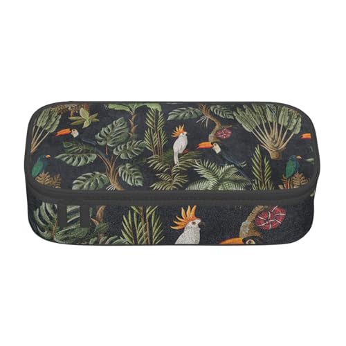 SSGVLPTO Schreibwaren-Organizer, Aquarell-Kaktus-Muster, großes Federmäppchen mit doppeltem Reißverschluss, Schwarz, Talla única, Blumig von SSGVLPTO