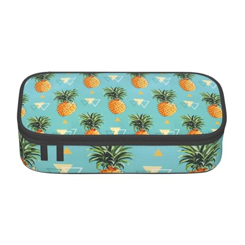 SSGVLPTO Schreibwaren-Organizer, Motiv: Ananas, tropische Früchte, großes Federmäppchen mit doppeltem Reißverschluss, Schwarz, Talla única, Blumig von SSGVLPTO