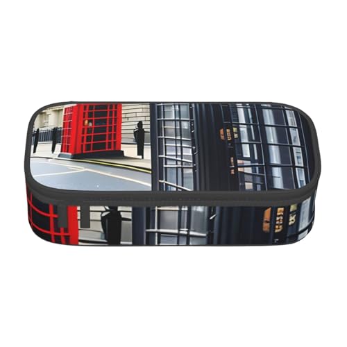 SSGVLPTO Schreibwaren-Organizer, Telefonzelle, großes Federmäppchen mit Doppelreißverschluss, tragbar, für Stifte, Schwarz, Talla única, Blumig von SSGVLPTO