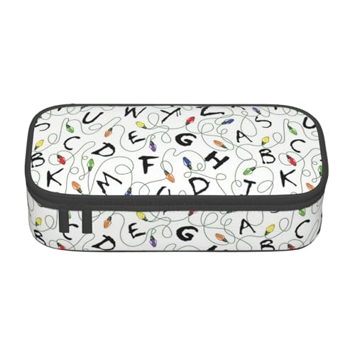 SSGVLPTO Schreibwaren-Organizer mit Lichtstreifen, großes Federmäppchen mit doppeltem Reißverschluss, tragbares Federmäppchen für Stifte, Schwarz, Talla única, Blumig von SSGVLPTO