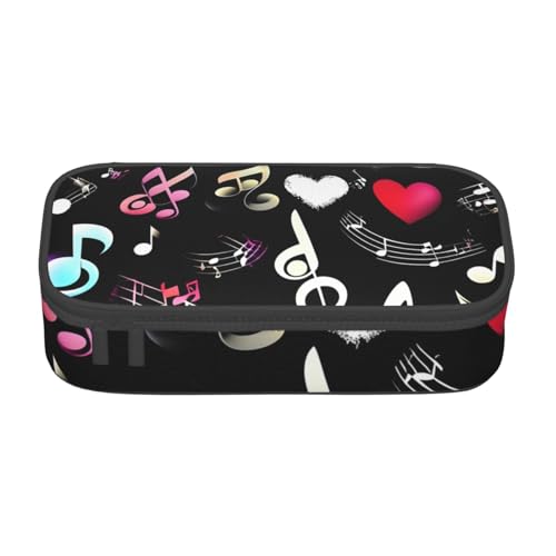 SSGVLPTO Schreibwaren-Organizer mit Musik-Symbolen, großes Federmäppchen mit Doppelreißverschluss, tragbar, für Stifte, Schwarz, Talla única, Blumig von SSGVLPTO