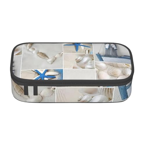 SSGVLPTO Schreibwaren-Organizer mit Seestern- und Leuchtturm-Muster, großes Federmäppchen mit Doppelreißverschluss, tragbar, für Stifte, Schwarz, Talla única, Blumig von SSGVLPTO