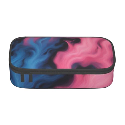 SSGVLPTO Schreibwaren-Organizer mit blauem und pinkem Feuermuster, großes Federmäppchen mit Doppelreißverschluss, tragbares Federmäppchen für Stifte, Schwarz, Talla única, Blumig von SSGVLPTO