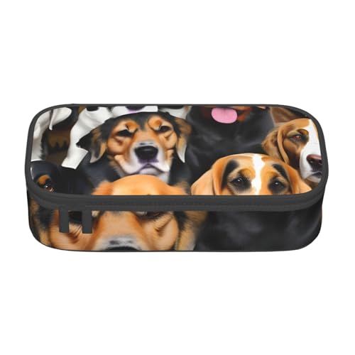 SSGVLPTO Schreibwaren-Organizer mit vielen Hunden, doppelter Reißverschluss, großes Federmäppchen, tragbares Federmäppchen von SSGVLPTO