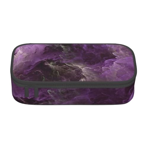 SSGVLPTO Schreibwaren-Organizer mit violettem Galaxie-Druck, großes Federmäppchen mit doppeltem Reißverschluss, Schwarz, Talla única, Blumig von SSGVLPTO