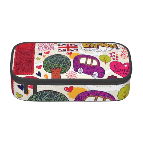 SSGVLPTO Schulzeitung in englischer Sprache, Schreibwaren-Organizer, doppelter Reißverschluss, großes Federmäppchen, tragbares Federmäppchen, Schwarz , Einheitsgröße, Blumenmuster von SSGVLPTO