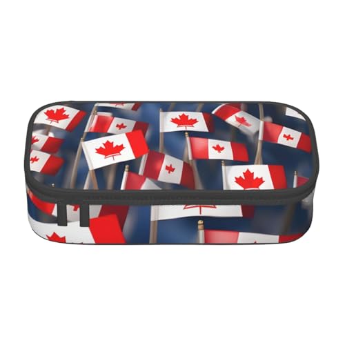 SSGVLPTO Viele kleine kanadische Flaggen, Schreibwaren-Organizer, Doppelreißverschluss, großes Federmäppchen, tragbares Federmäppchen von SSGVLPTO