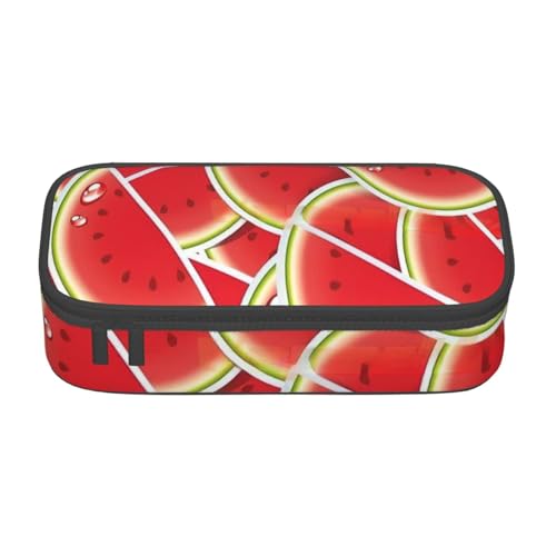 SSGVLPTO Wassermelonen-Schreibwaren-Organizer, große Tasche mit doppeltem Reißverschluss, tragbare Stifttasche, Schwarz, Talla única, Blumig von SSGVLPTO