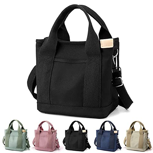 Large Capacity Multi-Pocket Handbag Handmade, Women Fashion Canvas Tote Bags With Zipper, Crossbody Bag Multi-Compartment, For Work Daily Travel (Black) von SSHAIL