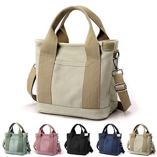 Large Capacity Multi-Pocket Handbag Handmade, Women Fashion Canvas Tote Bags With Zipper, Crossbody Bag Multi-Compartment, For Work Daily Travel (Khaki) von SSHAIL