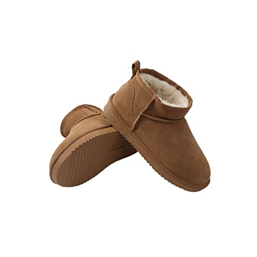 SSHAIL Damen Classic Mini Leather Stiefel, Mini-Stiefel für Damen, Warm Anti-Rutsch-Stiefel, für den Außenbereich (Brown,37) von Sshail