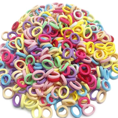 200 Stück Haargummis Mädchen, Soft Loom Bands, Zopfgummis Mädchen, für Kinder Kleinkinder Baby(7 Farben) von SSHUIKKAI