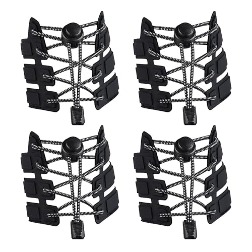 2 Paar Elastische Schnürsenkel Ohne Binden, Gummischnürsenkel Ohne Binden, Schnürsenkel Ohne Binden Kinder, für Turnschuhe Brettschuhe Freizeitschuhe(Schwarz) von SSHUIKKAI