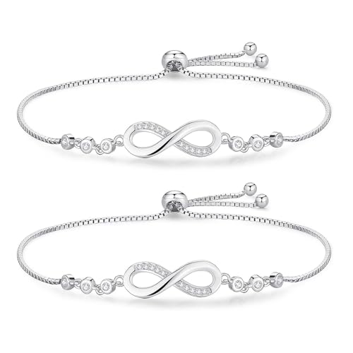 SSHUIKKAI 2 Stück Armband Unendlichkeitszeichen, Unendlichkeit Armband, für Mädchen Freundin Tochter Frauen(Silber) von SSHUIKKAI