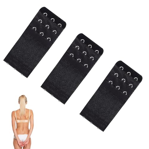 SSHUIKKAI 3 Stück BH Verlängerung 3 Haken Schwar, BH Erweiterung 3 Haken, BH-Verlängerer, BH Verschluss Verlängerung, BH-Verlängerung, Für Frauen Damen(Schwarz) von SSHUIKKAI