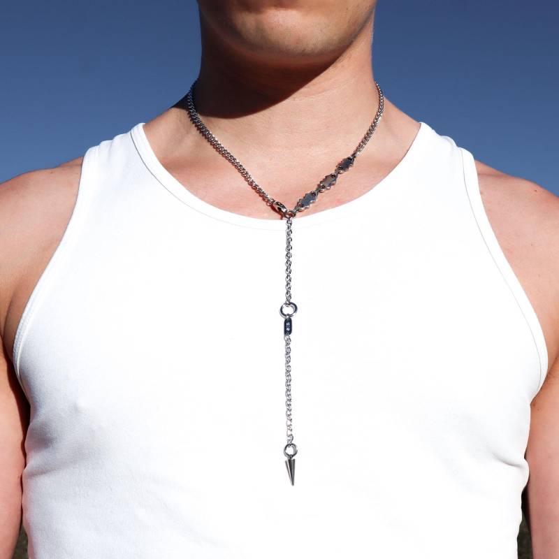 Himmel | Grunge Y Form Lariat Halskette Mit Spitze Punk Core Alt Gothic Edelstahl Wasserdicht Verstellbare Unisex Herren von SSIIBB