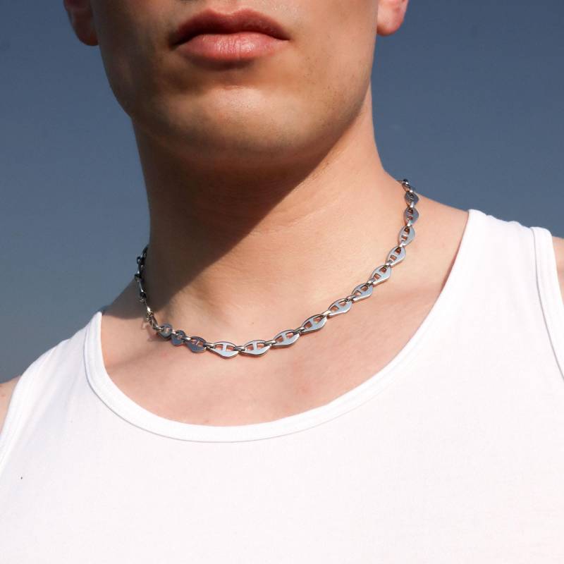 Maritimer | Silber Edelstahl Mariner Gliederkette Halskette Verstellbar Kette Anlauffrei Wasserdicht von SSIIBB