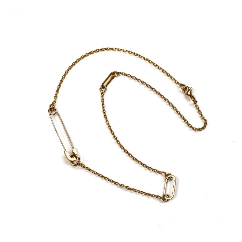 Mew Gold Sicherheitsnadel Halskette in Edelstahl | Grunge Punk Alternative Streetwear-Schmuckstil von SSIIBB