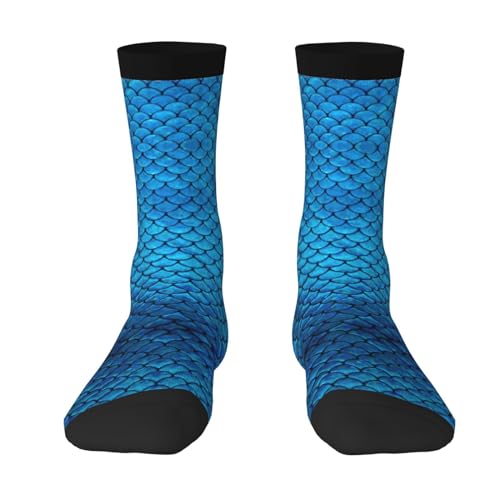 Blaue Fischschuppen-Freizeit- und Matrosen-Socken für Männer und Frauen, überlegener Komfort für Sport und den täglichen Gebrauch, Blaue Fischwaage, One size von SSIMOO
