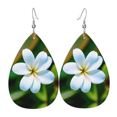 Hawaii-Blume 1 tropfenförmige Leder-Ohrringe, modisches Accessoire für Damen, Valentinstag, Einheitsgröße, Leder Leder Polyurethan von SSIMOO