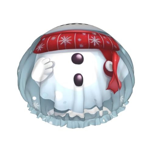 Merry Christmas Lovely Snowman Stilvolle und funktionale doppellagige Duschhaube – wiederverwendbare und niedliche elastische Badekappe Merry Christmas Lovely Snowman Stilvolle und funktionale doppellagige Duschhaube – wiederverwendbare und niedliche elastische Badekappe von SSIMOO