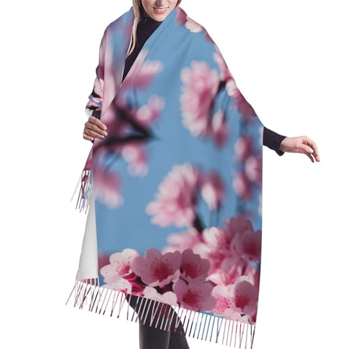 SSIMOO Bunte Gitarren erleben Stil auf seiner gemütlichsten Seite: Der gestrickte Schal für Damen mit Quasten, der warme Schal für einen trendigen Look, Rosa (Cherry Blossoms), Einheitsgröße von SSIMOO