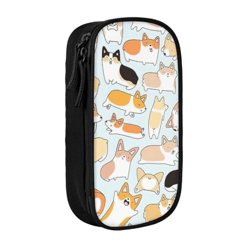 SSIMOO Corgi Pattern Oxford Cloth Stationery Storage Bag - Zipper Pencil Case,Ideal for Travel von SSIMOO