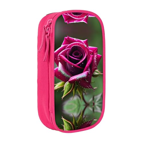 SSIMOO Dew Rose Federmäppchen aus Oxford-Stoff, Aufbewahrungstasche mit Reißverschluss, ideal für Reisen, schön funktional, Dew Rose, Einheitsgröße von SSIMOO