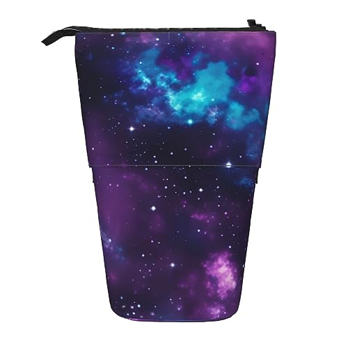 SSIMOO Erweiterbare Aufbewahrungstasche mit Handflächenmuster, mit Reißverschluss, Schreibtisch Organizer für Büro, Lila und blaue Galaxie, One size von SSIMOO