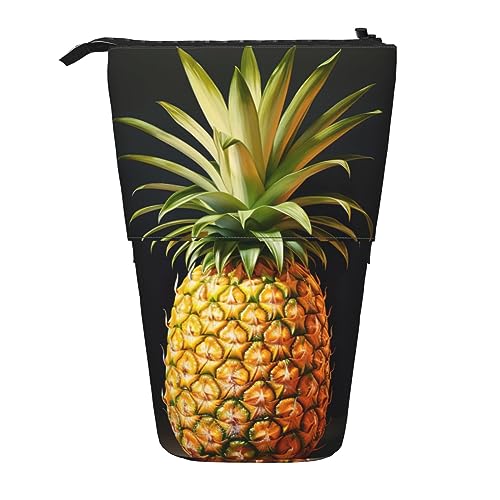 SSIMOO Erweiterbare Aufbewahrungstasche mit drei laufenden Pferden, Schreibwarentasche mit Reißverschluss, Büro-Schreibtisch-Organizer, Ananas-Gemälde, Einheitsgröße von SSIMOO