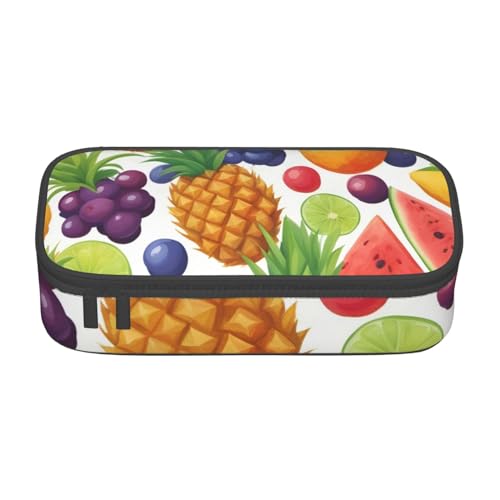 SSIMOO Federmäppchen, Motiv: frische saftige Früchte, Ananas, Beeren, Wassermelone, Trauben, Orange, geräumiges Federmäppchen, Oxford-Stoff, Aufbewahrungstasche für den Schreibtisch, niedliches SSIMOO Federmäppchen, Motiv: frische saftige Früchte, Ananas, Beeren, Wassermelone, Trauben, Orange, geräumiges Federmäppchen, Oxford-Stoff, Aufbewahrungstasche für den Schreibtisch, niedliches von SSIMOO