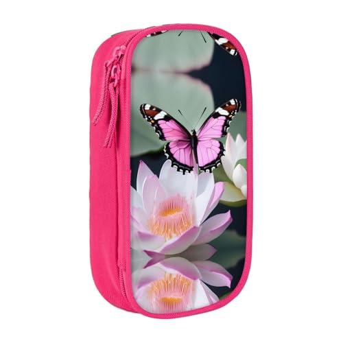 SSIMOO Federmäppchen aus Oxford-Stoff, mit Reißverschluss, ideal für Reisen, funktional, Pink Butterfly, Rosa Schmetterling 1, Einheitsgröße von SSIMOO