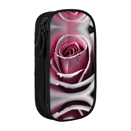 SSIMOO Federmäppchen aus Oxford-Stoff, mit Reißverschluss, ideal für Reisen, funktional, Wildweiß, Pink Rose Close Up, Einheitsgröße von SSIMOO