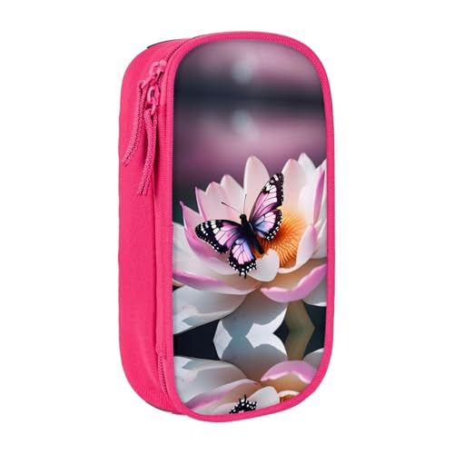 SSIMOO Federmäppchen aus Oxford-Stoff, mit Reißverschluss, ideal für Reisen, praktisch, Rosa, rosa Schmetterling (Pink Butterfly), Einheitsgröße von SSIMOO