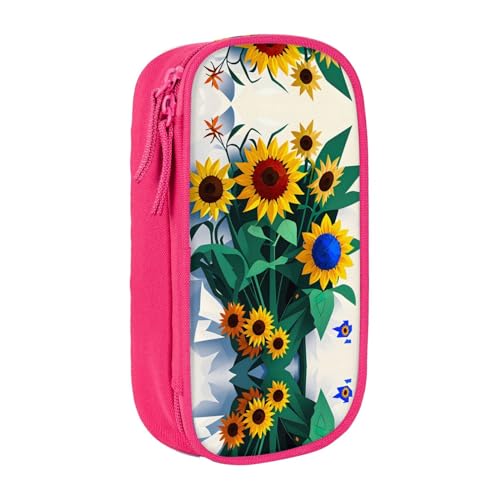 SSIMOO Federmäppchen aus Oxford-Stoff mit Sonnenblumen-Motiv, Aufbewahrungstasche für Schreibwaren, ideal für Reisen, schön funktional, Sunflower Bee1, Einheitsgröße von SSIMOO