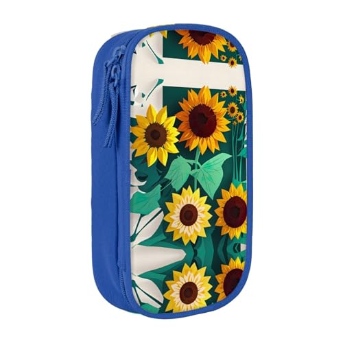 SSIMOO Federmäppchen aus Oxford-Stoff mit Sonnenblumen-Motiv, Aufbewahrungstasche für Schreibwaren, ideal für Reisen, schön funktional, Sunflower Bee2, Einheitsgröße von SSIMOO