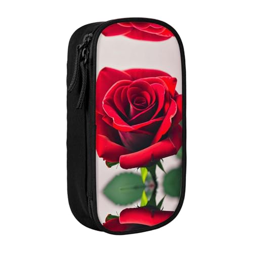 SSIMOO Federmäppchen aus Oxford-Stoff mit roter Rose, Aufbewahrungstasche mit Reißverschluss, ideal für Reisen, schön funktional, Eine rote Rose 1, Einheitsgröße von SSIMOO