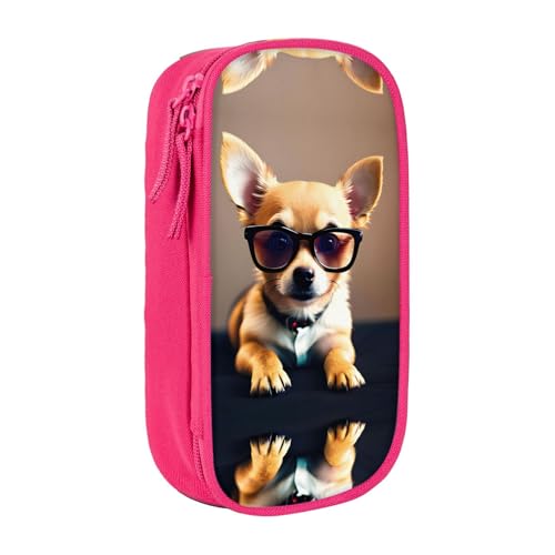 SSIMOO Federmäppchen mit Chihuahua-Hundebrille, 1 Oxford-Stoff, Aufbewahrungstasche mit Reißverschluss, ideal für Reisen, schön funktional, Chihuahua Hundebrille 1, Einheitsgröße von SSIMOO