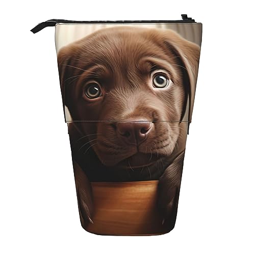 SSIMOO Lustige, erweiterbare Tasche mit grünem Frösch-Design, Schreibwarenetui mit Reißverschluss, Schreibtisch-Organizer für Büro, Niedlicher Labrador-Hund 1, Taglia Unica von SSIMOO