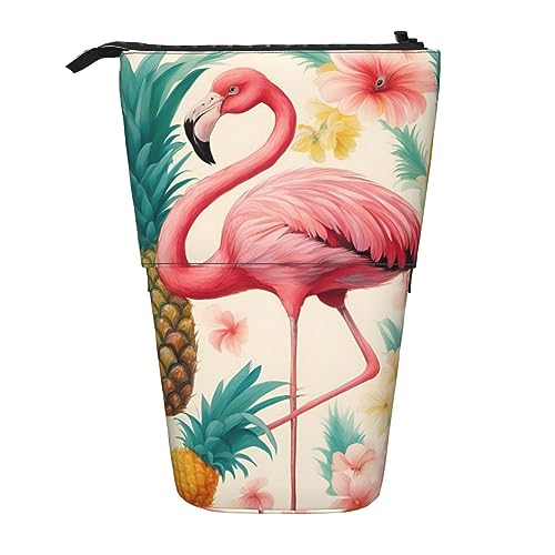 SSIMOO Lustige Fächermappe mit grünem Frosch-Reißverschluss, Schreibwaren-Etui, Büro-Schreibtisch-Organizer, Flamingo und Ananas 1, Einheitsgröße von SSIMOO