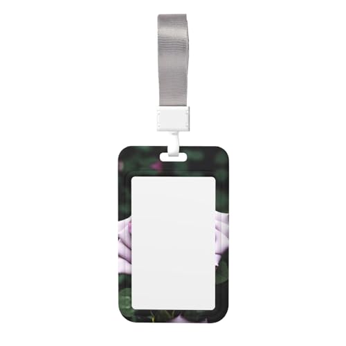 SSIMOO Schwarze Blackgound Rose Badge Maintain Holder - Durable ID Card Case with Lanyard for Office and Have A Meeting Use von SSIMOO