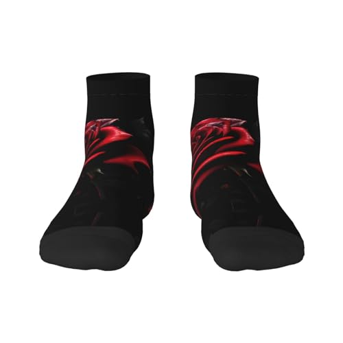 SSIMOO Socken für Damen, Rot und Rosen, bequeme Socken für Erwachsene mit modischen Mustern für Männer und Frauen, Rot und Rosen, One size von SSIMOO