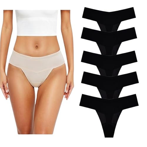 SSIPIS Camel Toe Damen-Strings, nahtlos, figurformend, mit Protektor, 5 Stück., A., 46 von SSIPIS