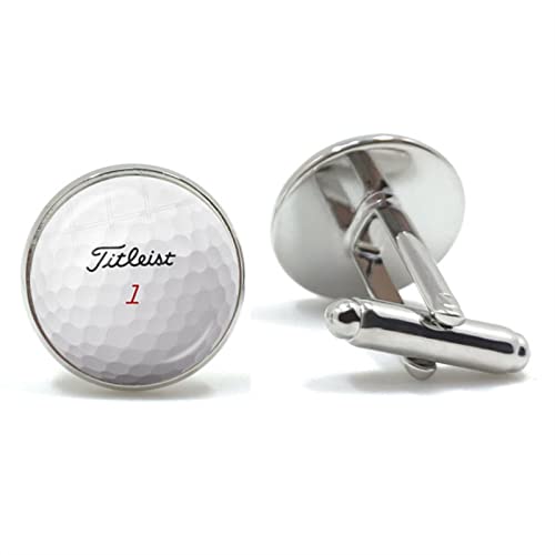 1 Paar Hochzeit Manschettenknöpfe für Herren Golf Ball Runde Glas Manschettenknöpfe Männer Manschettenknöpfe Geschenk-Golfball von SSJCVD