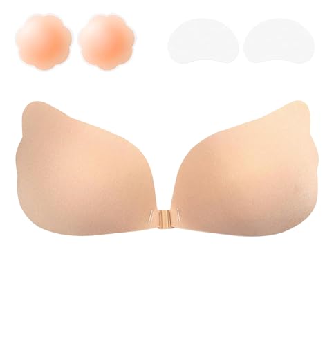 SSKHE 3 Stück Silikon Trägerloser Klebe Push up Rückenfrei,Trägerloser Rückenfreier Wiederverwendbare Unsichtbarer BH Silikon für Abendkleid Brautkleid Partys Badeanzug und rückenfreie (Farbe, A) von SSKHE
