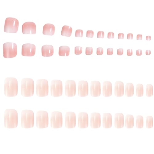 SSKHE Maniküre Zehennägel Set mit Kleber, Wiederverwendbare Cute Acryl Stick on Nails für Tägliche Glam oder besondere Anlässe - Geschenke für Frauen & Mädchen von SSKHE