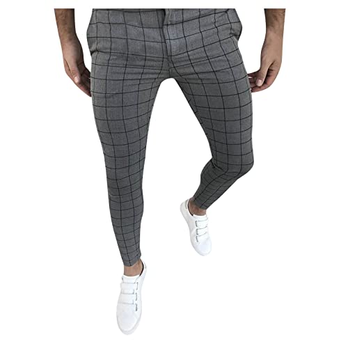 SSLLH Chino Hose Herren Slim Fit Outdoorhose Jogger Männer Modern Freizeithose Regular Basic Chinohose Straight Tapered Hosen für Business kariert Streifen Anzughose, Dunkelgrau, L von SSLLH