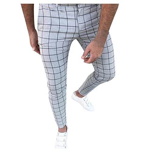 SSLLH Chino Hose Herren Slim Fit Outdoorhose Elegant Jogger Männer Modern Freizeithose Regular Klassisch Basic Chinohose Straight Tapered Hosen für Männer Business kariert Streifen Anzughose von SSLLH