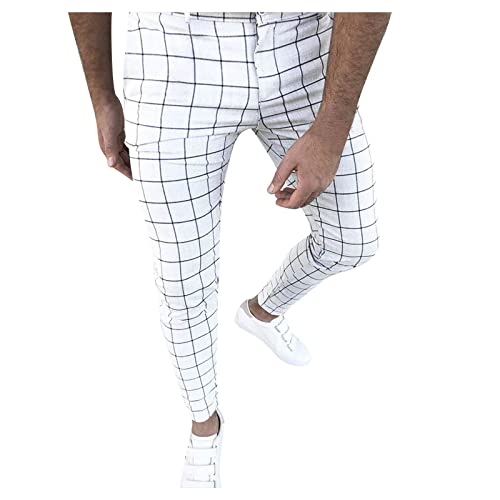 SSLLH Chino Hose Herren Slim Fit Outdoorhose Elegant Jogger Männer Modern Freizeithose Regular Klassisch Basic Chinohose Straight Tapered Hosen für Männer Business kariert Streifen Anzughose von SSLLH