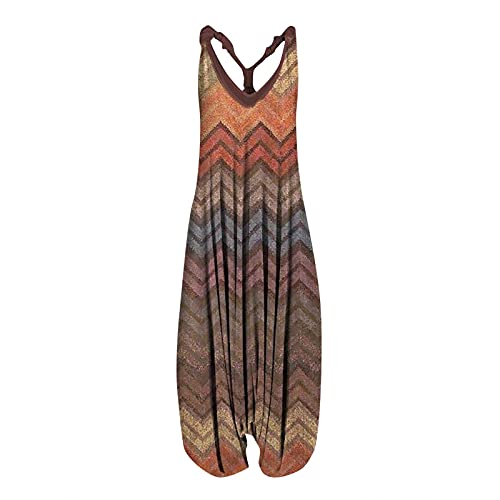 SSLLH Damen Casual Lose Jumpsuit Sommer Boho Lang Druck Overall Baggy Oversize Playsuit Aladinhose Ärmellos Sommerhose für Frauen Leichte Einteiler Rompers Mädchen Sommeroverall Haremshose, Gelb, S von SSLLH